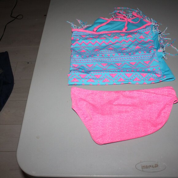 Blue & Pink 2 Pcs justice Swimsuit Size 14 - Picture 5 of 10